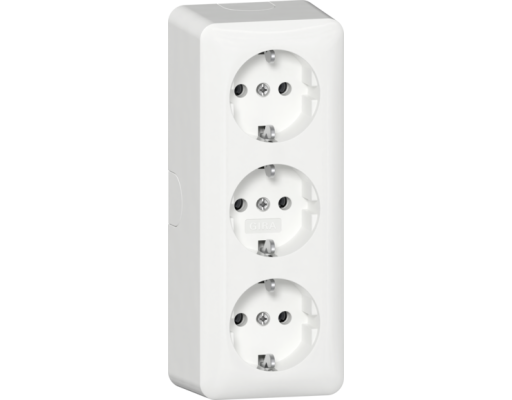 GIRA 3-fach-SCHUKO-Steckdose + Montageplatte AP Reinweiß