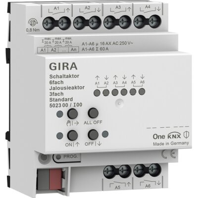 GIRA Schalt-/Jalousieaktor 6-fach/3-fach 16 A Std OneKNX REG