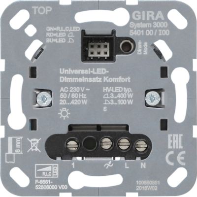 GIRA S3000 Uni-LED-Dimmeins. Komfort Einsatz