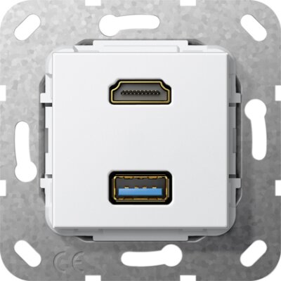 GIRA HDMI USB 3.0 A K-Peitsche Einsatz Reinweiß
