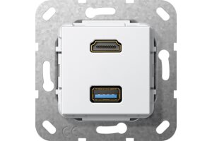 GIRA HDMI USB 3.0 A K-Peitsche Einsatz Reinweiß