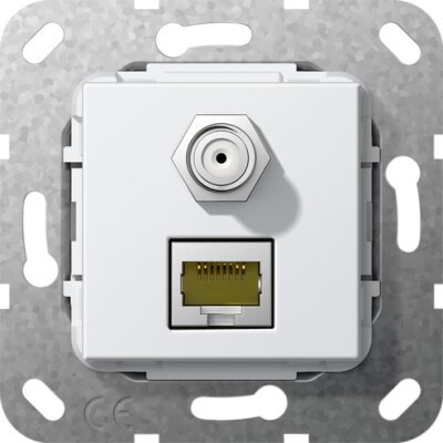 GIRA MJ RJ45 Cat.6A 10 Gbit SAT-F-Buchse Kpl. Einsatz Reinweiß