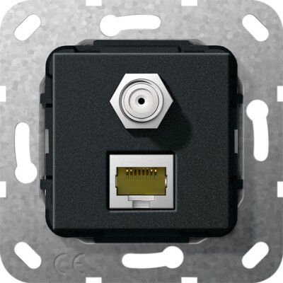 GIRA MJ RJ45 Cat.6A 10 Gbit SAT-F-Buchse Kpl. Einsatz Schwarz m