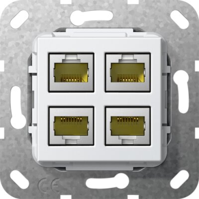 GIRA MJ RJ45 Cat.6A 10 Gbit 4-fach Einsatz Reinweiß