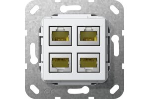 GIRA MJ RJ45 Cat.6A 10 Gbit 4-fach Einsatz Reinweiß