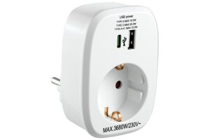 Zwischenstecker McPower 1x USB-A + 1x USB-C PD20W