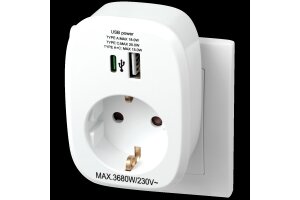 Zwischenstecker McPower 1x USB-A + 1x USB-C PD20W