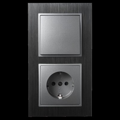 Schalter und Steckdosen Set McPower Flair Tür 2-fach-Style Aluminiumrahmen