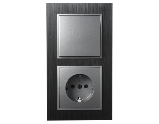 Schalter und Steckdosen Set McPower Flair Tür 2-fach-Style Aluminiumrahmen