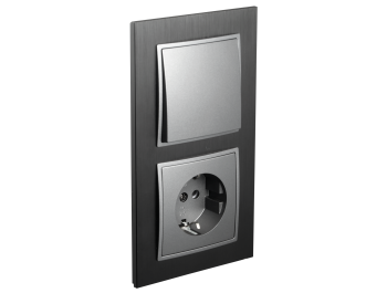 Schalter und Steckdosen Set McPower Flair Tür 2-fach-Style Aluminiumrahmen