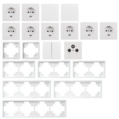 Schalter und Steckdosen Set McPower Shallow Wohnlandschaft 20-teilig weiß