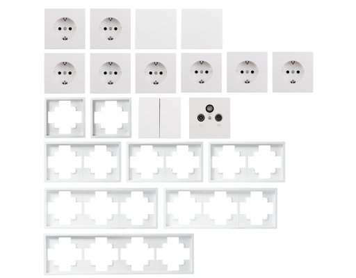 Schalter und Steckdosen Set McPower Shallow Wohnlandschaft 20-teilig weiß