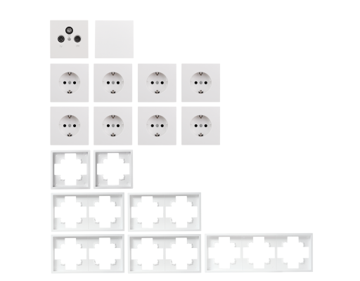 Schalter und Steckdosen Set McPower Shallow Arbeitszimmer 17-teilig weiß