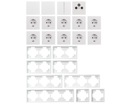 Schalter und Steckdosen Set McPower Shallow Komfort 23-teilig weiß