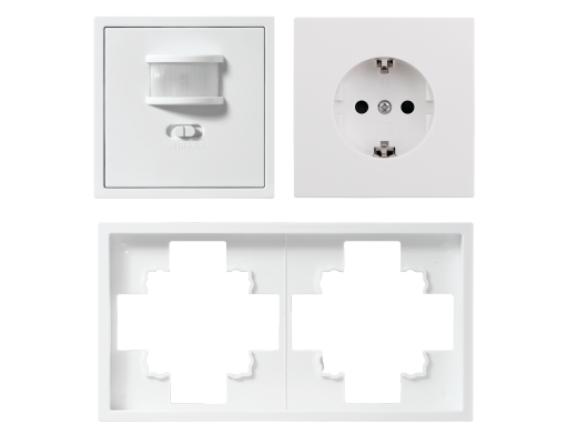 Schalter und Steckdosen Set McPower Shallow PIR weiß 3-teilig