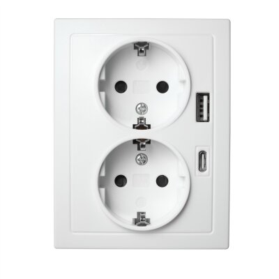 Schutzkontakt-Steckdose McPower Flair 2-fach 250V~/16A USB-A+C PD20W weiß