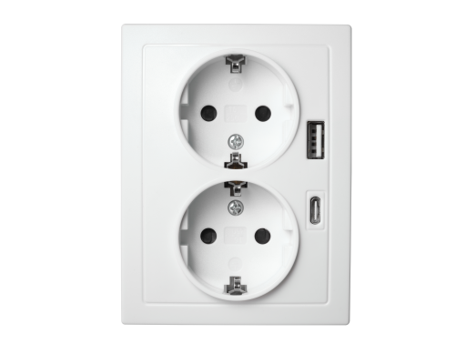 Schutzkontakt-Steckdose McPower Flair 2-fach 250V~/16A USB-A+C PD20W weiß