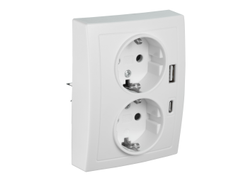 Schutzkontakt-Steckdose McPower Flair 2-fach 250V~/16A USB-A+C PD20W weiß
