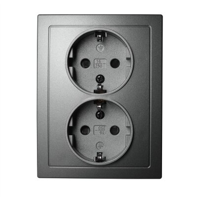Schutzkontakt-Steckdose McPower Flair 2-fach 250V~/16A anthrazit