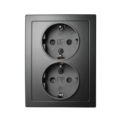 Schutzkontakt-Steckdose McPower Flair 2-fach 250V~/16A matt schwarz