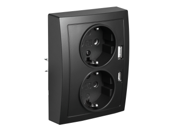 Schutzkontakt-Steckdose McPower Flair 2-fach 250V~/16A USB-A+C PD20W schwarz