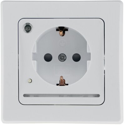 DELPHI Schutzkontakt-Steckdose mit LED weiß, 250V~/ 16A, Licht mit Sensor