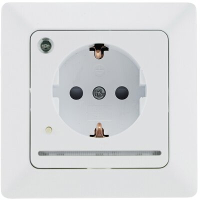 MILOS Schutzkontakt-Steckdose mit LED weiß, 250V~/ 16A, Licht mit Sensor