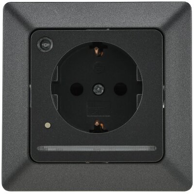 MILOS Schutzkontakt-Steckdose mit LED anthrazit, 250V~/ 16A, Licht mit Sensor