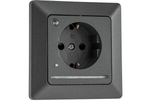 MILOS Schutzkontakt-Steckdose mit LED anthrazit, 250V~/ 16A, Licht mit Sensor