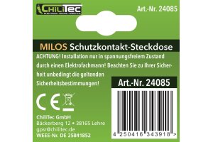 MILOS Schutzkontakt-Steckdose mit LED anthrazit, 250V~/ 16A, Licht mit Sensor