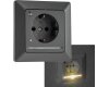MILOS Schutzkontakt-Steckdose mit LED anthrazit, 250V~/ 16A, Licht mit Sensor