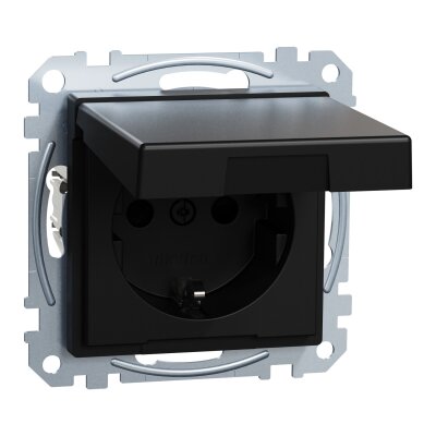Merten MEG2310-0403 SCHUKO-Steckdose mit Klappdeckel System M schwarz matt
