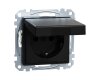 Merten MEG2310-0403 SCHUKO-Steckdose mit Klappdeckel System M schwarz matt
