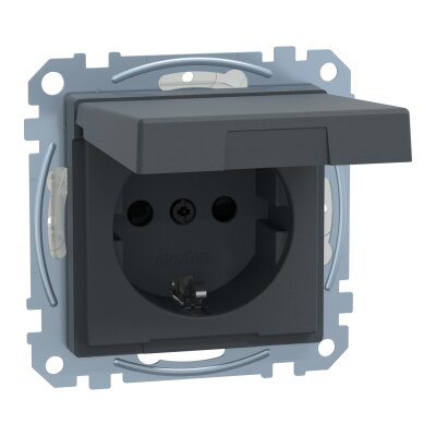 Merten MEG2310-0414 SCHUKO-Steckdose mit Klappdeckel System M anthrazit