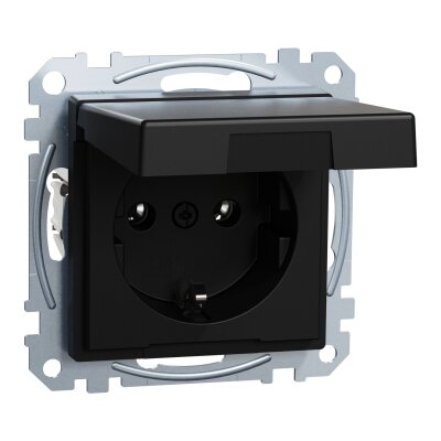 Merten MEG2311-0403 SCHUKO-Steckdose mit Klappdeckel System M schwarz matt