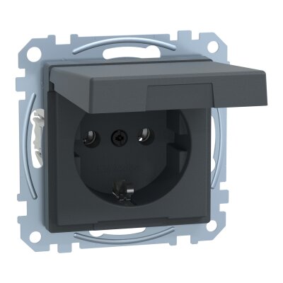 Merten MEG2311-0414 SCHUKO-Steckdose mit Klappdeckel System M anthrazit