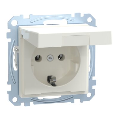 Merten MEG2311-0419 SCHUKO-Steckdose mit Klappdeckel System M polarweiß