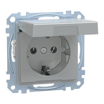 Merten MEG2311-0460 SCHUKO-Steckdose mit Klappdeckel System M alu