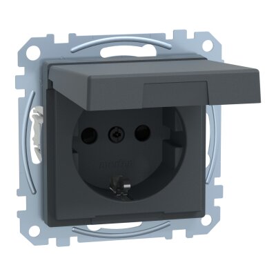 Merten MEG2314-0414 SCHUKO-Steckdose mit Klappdeckel System M anthrazit