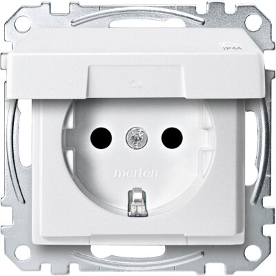 Merten MEG2314-0419 SCHUKO-Steckdose mit Klappdeckel System M polarweiß