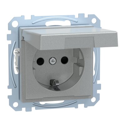 Merten MEG2314-0460 SCHUKO-Steckdose mit Klappdeckel System M alu