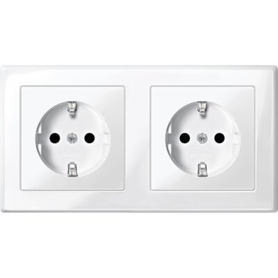 Merten MEG2328-1419 SCHUKO-Doppel-Steckdose System M polarweiß glänzend